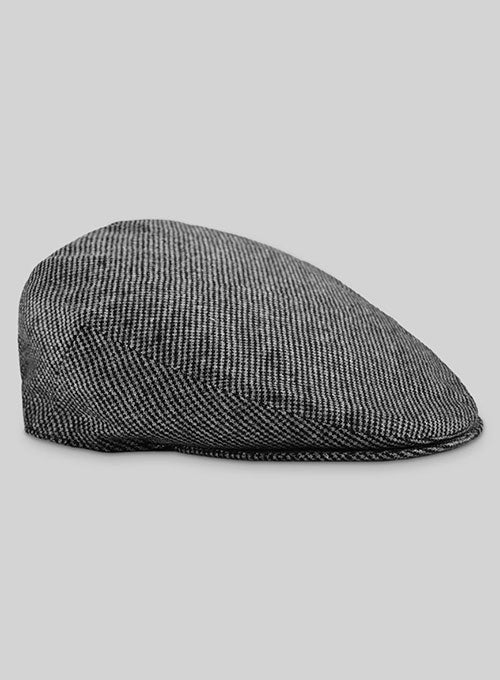 Vintage Gray Macro Weave Tweed Flat Cap - StudioSuits