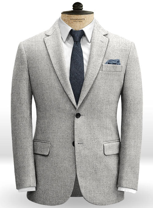 Vintage Rope Weave Light Gray Tweed Suit - StudioSuits