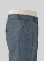 Vintage Herringbone Blue Highland Tweed Trousers - StudioSuits