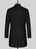 Vintage Plain Black Tweed Overcoat - StudioSuits