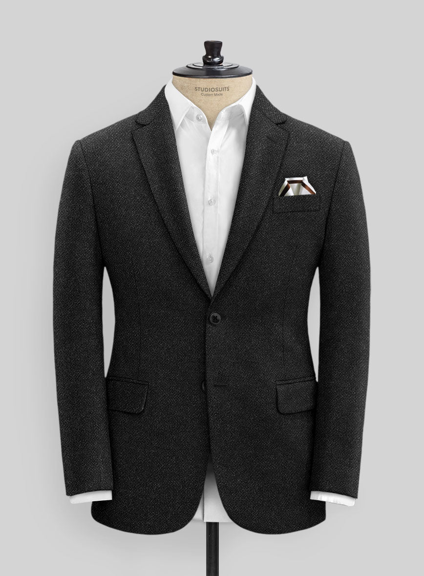 Vintage Plain Black Tweed Suit - StudioSuits