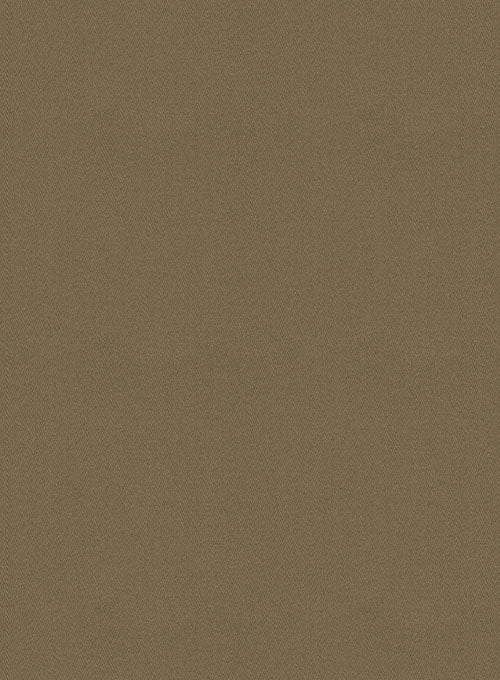 Washed Dark Beige Feather Cotton Canvas Stretch Chino Pants - StudioSuits