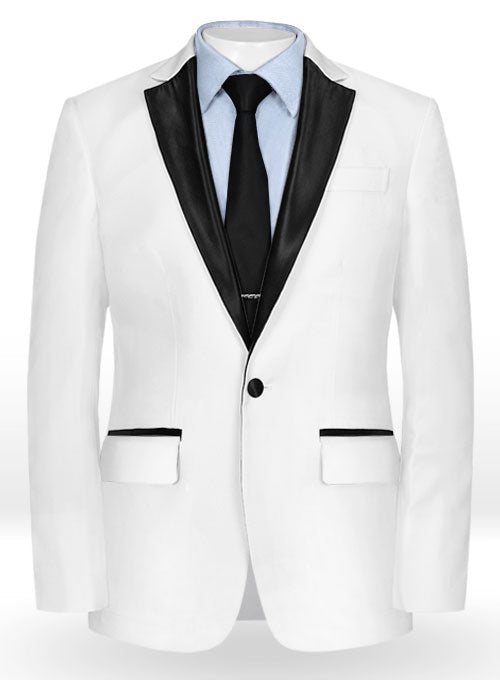 White Terry Rayon Tuxedo Jacket - StudioSuits