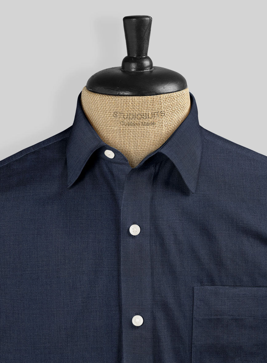 Worsted Blue Wool Shirt Worsted Blue Wool Shirt