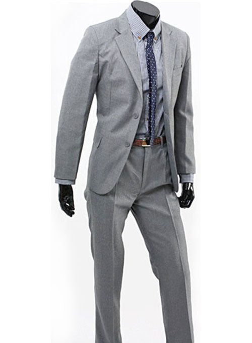 Light Gray Worsted Wool Suit - StudioSuits