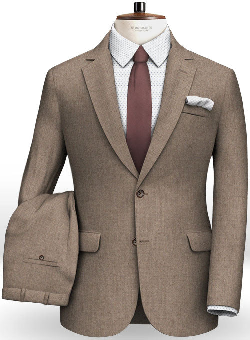 Worsted Mid Brown Wool Suit - StudioSuits