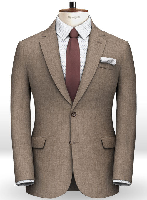 Worsted Mid Brown Wool Suit - StudioSuits