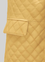 Yellow Bocelli Quilted Leather Blazer - StudioSuits