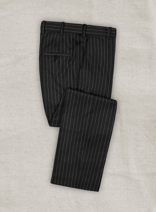 Men's Lanificio Zegna Delice Black Stripe Wool Pants by StudioSuits Men's Lanificio Zegna Delice Black Stripe Wool Pants by StudioSuits