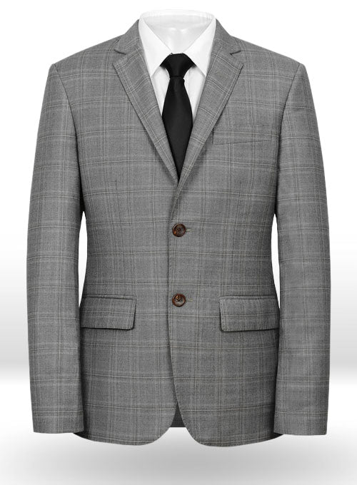 Lanificio Zegna Light Gray Checks Pure Wool Jacket - StudioSuits