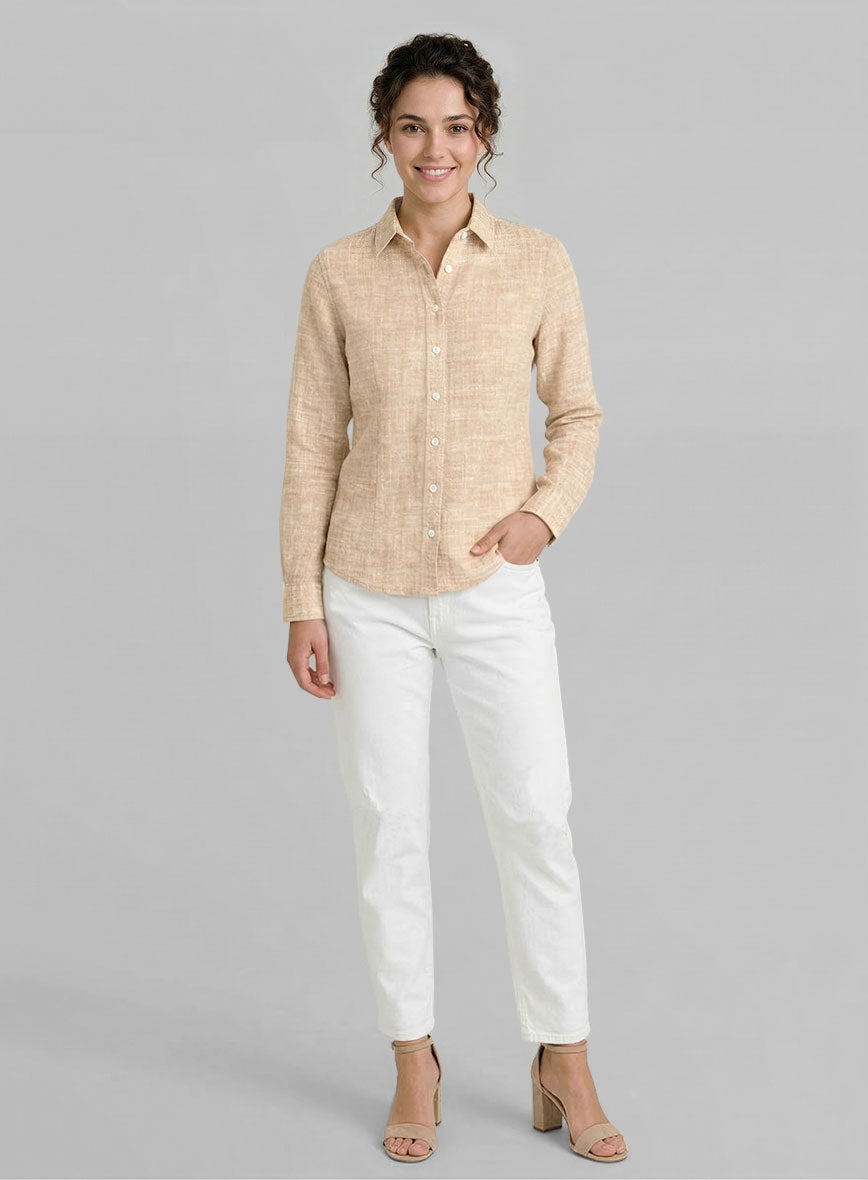 Women's European Light Brown Shirt - StudioSuits