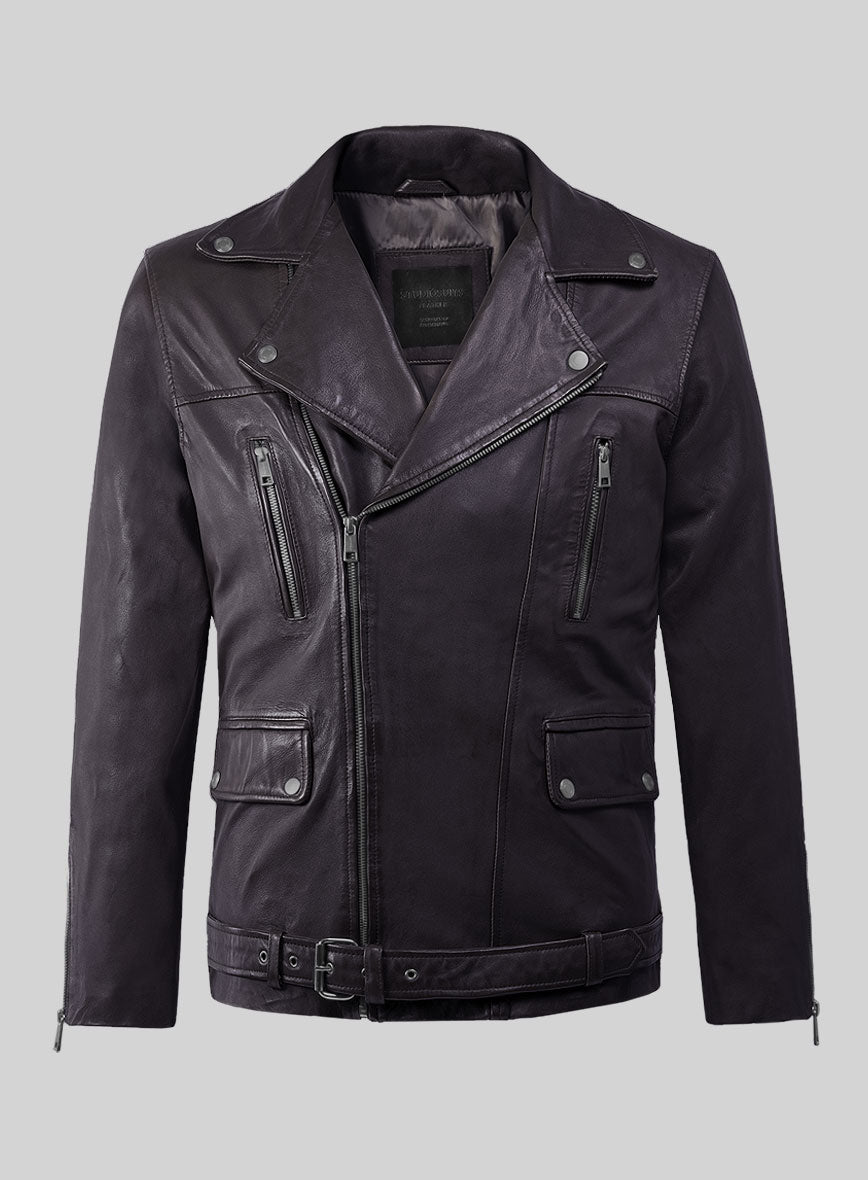 Resolute Purple Biker Leather Jacket – StudioSuits