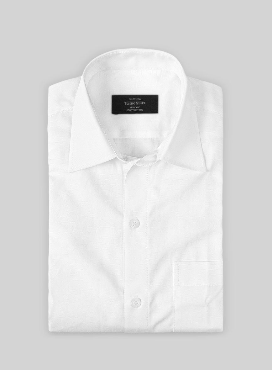 White Stretch Poplene Shirt - StudioSuits