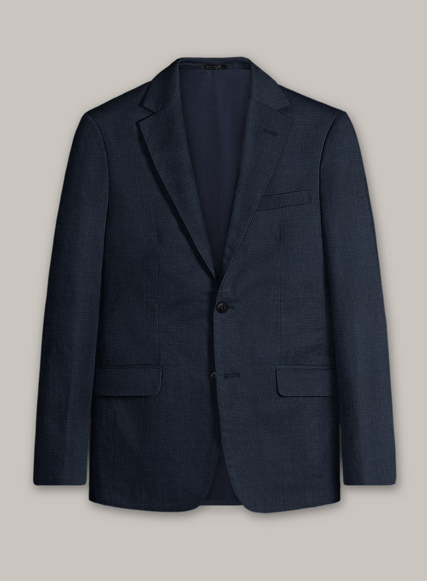 Italian Prato Oxford Blue Linen Jacket - StudioSuits
