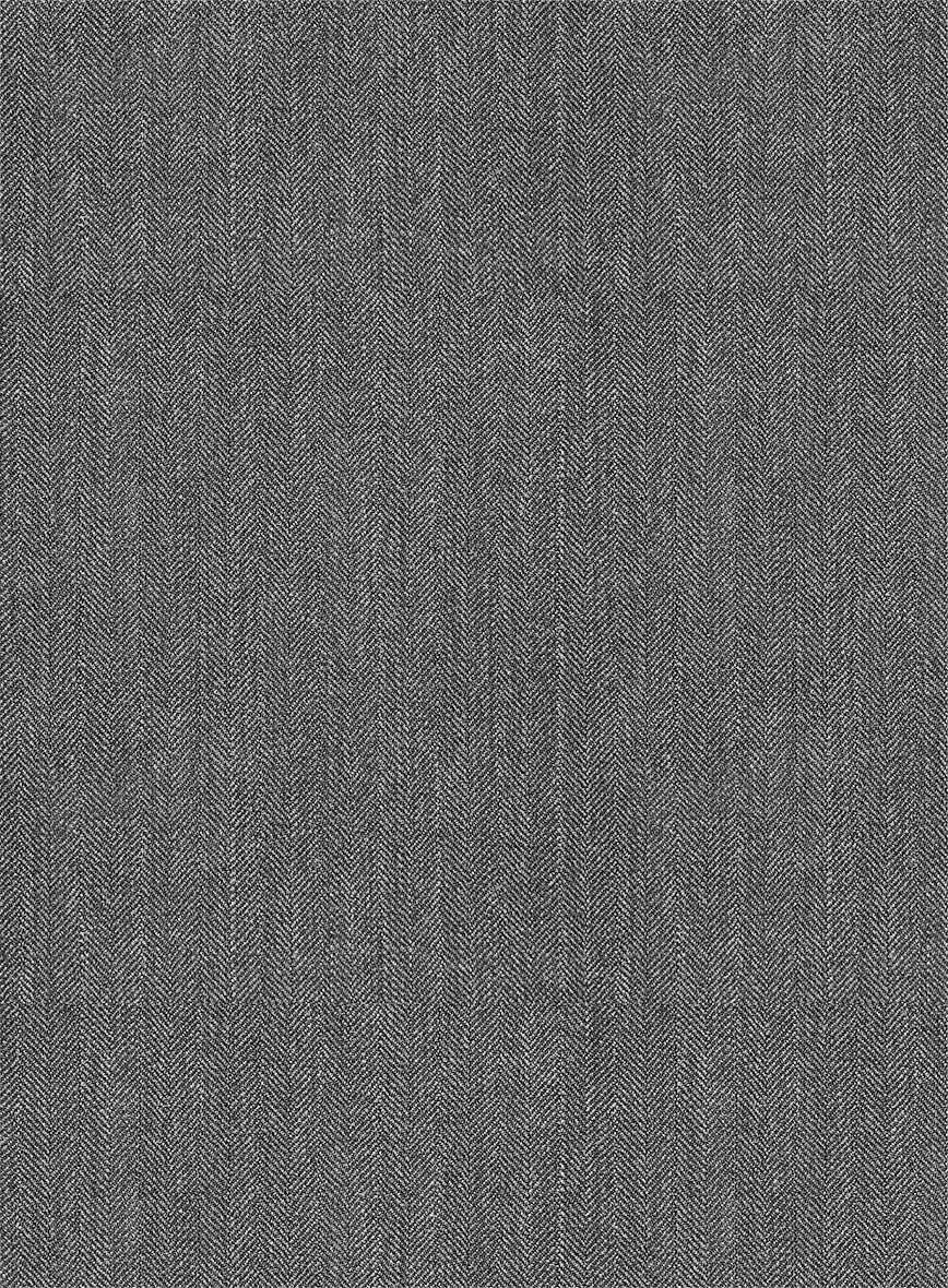Napolean Gray Herringbone Wool Pants - StudioSuits