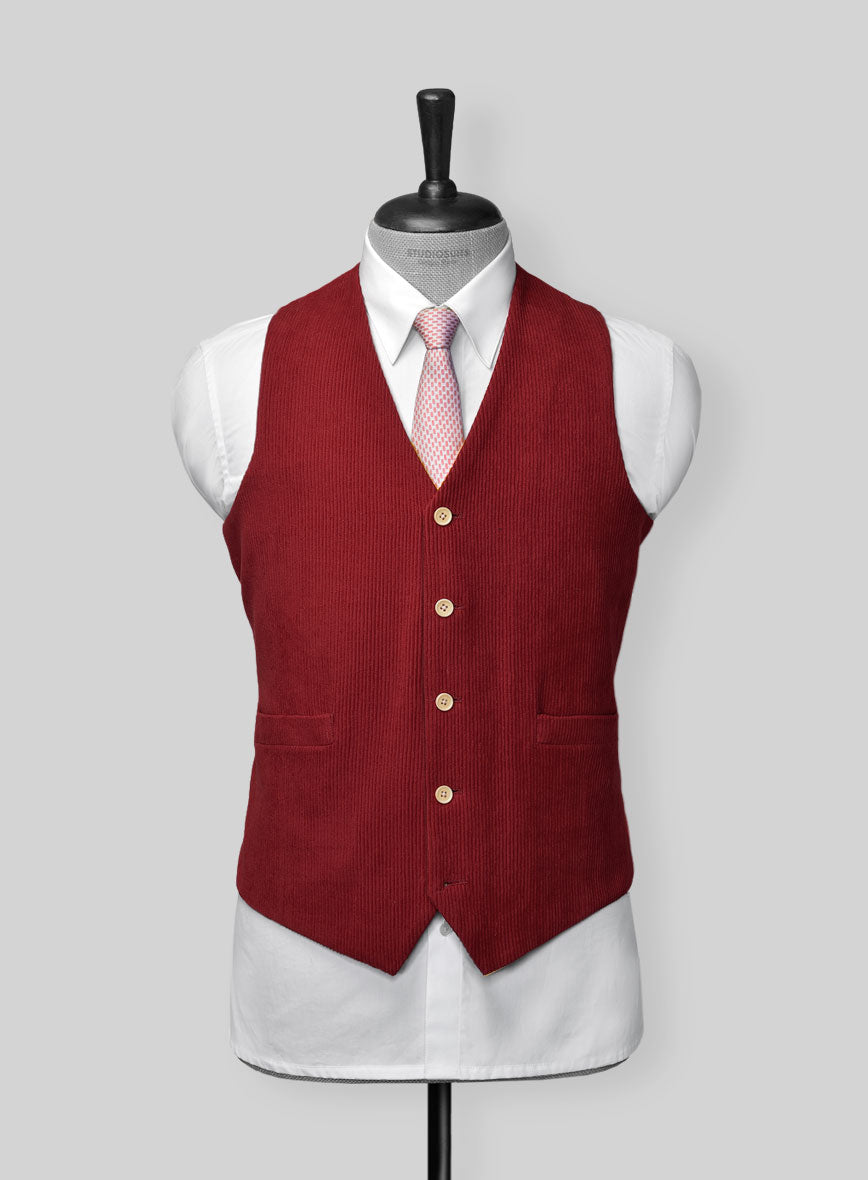 Red Corduroy 3 Piece Suit - StudioSuits