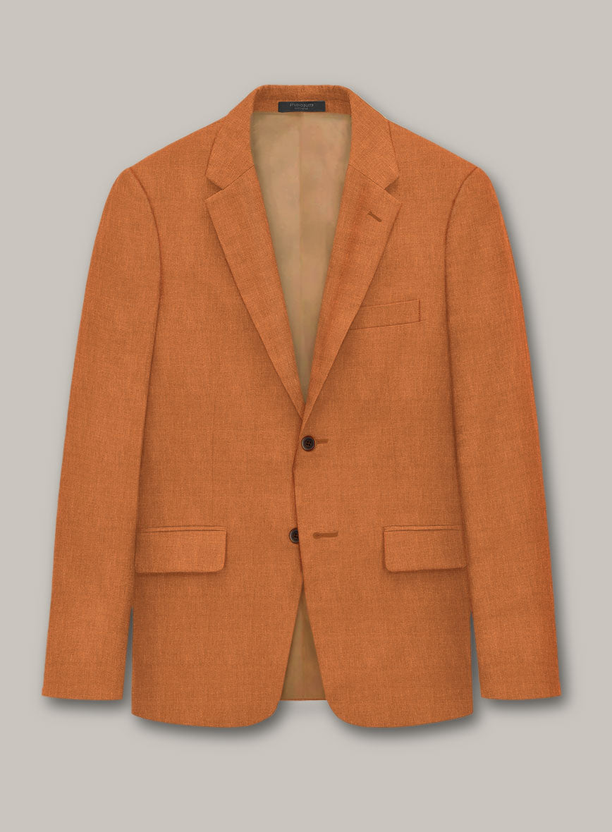 Italian Prato Orange Linen Jacket - StudioSuits