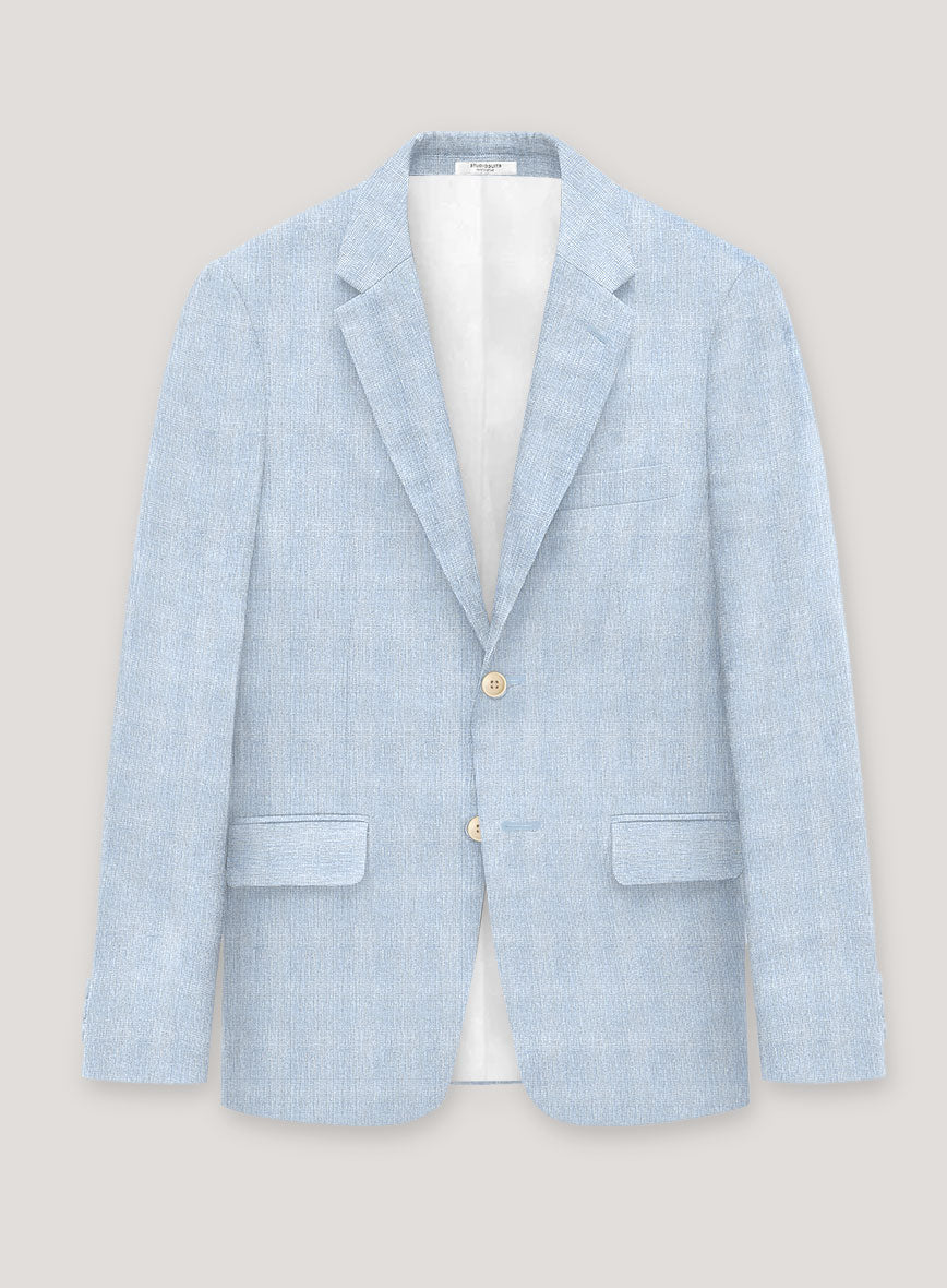 Italian Prato Blue Glen Linen Jacket - StudioSuits