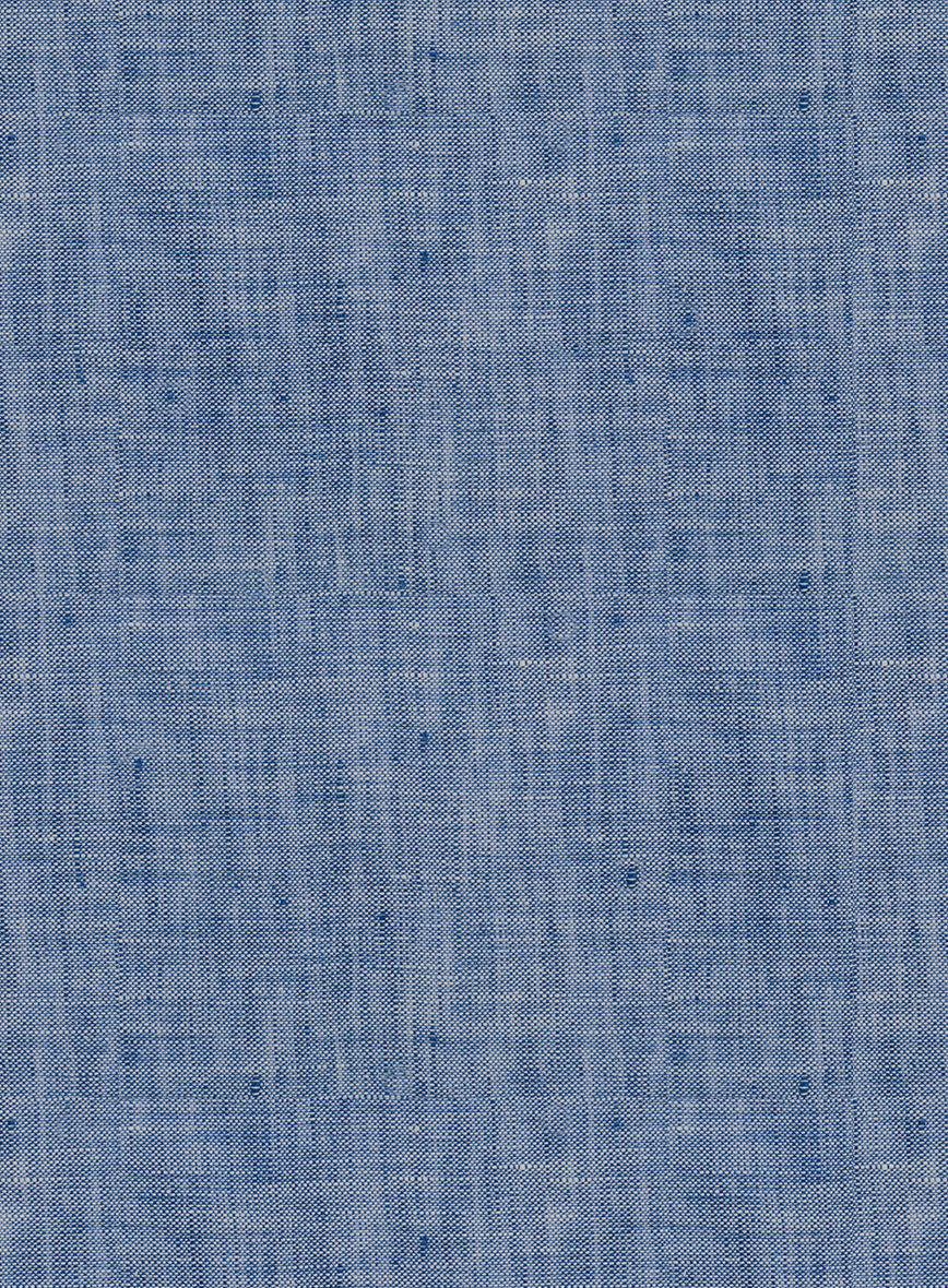 Women's European Smalt Blue Linen Shirt - StudioSuits