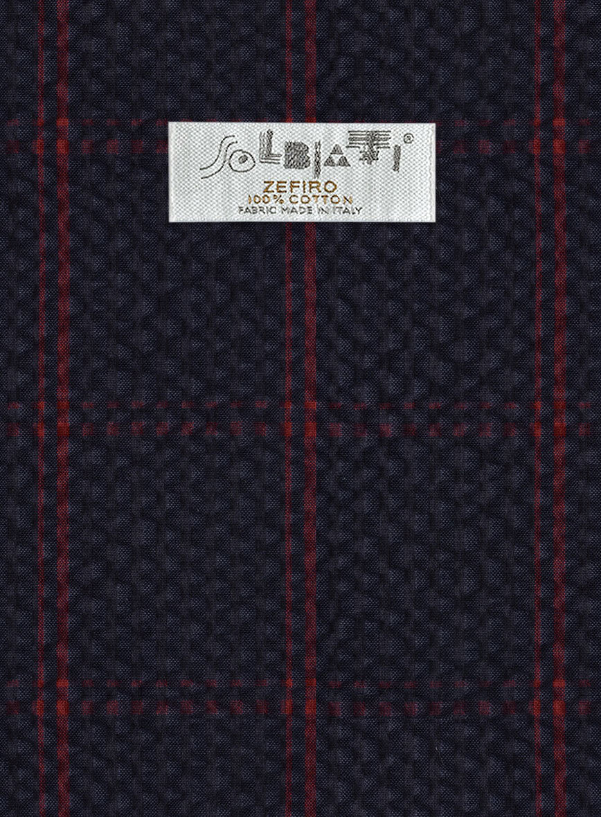 Solbiati Dark Blue Checks Seersucker Suit - StudioSuits