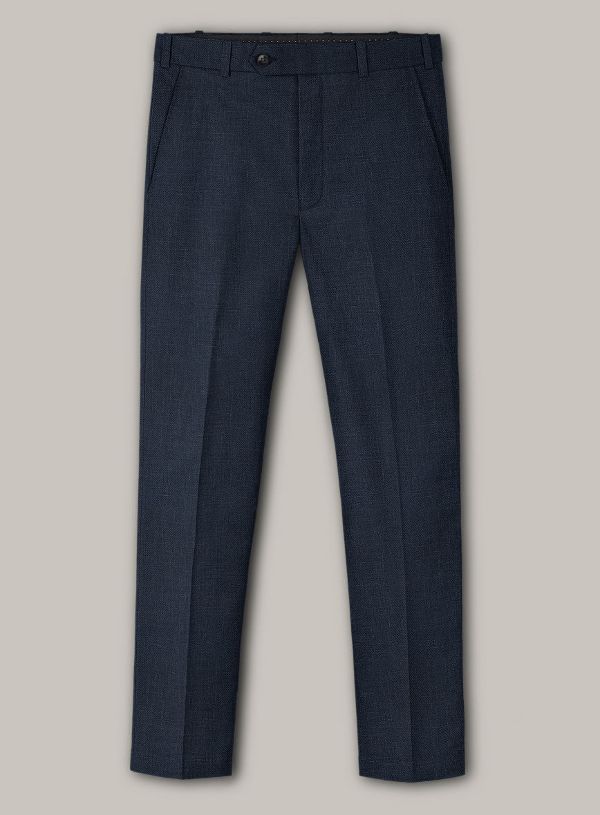 Italian Prato Oxford Blue Linen Pants - StudioSuits