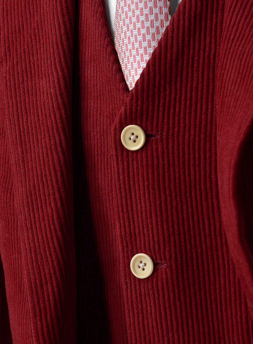 Red Corduroy 3 Piece Suit - StudioSuits