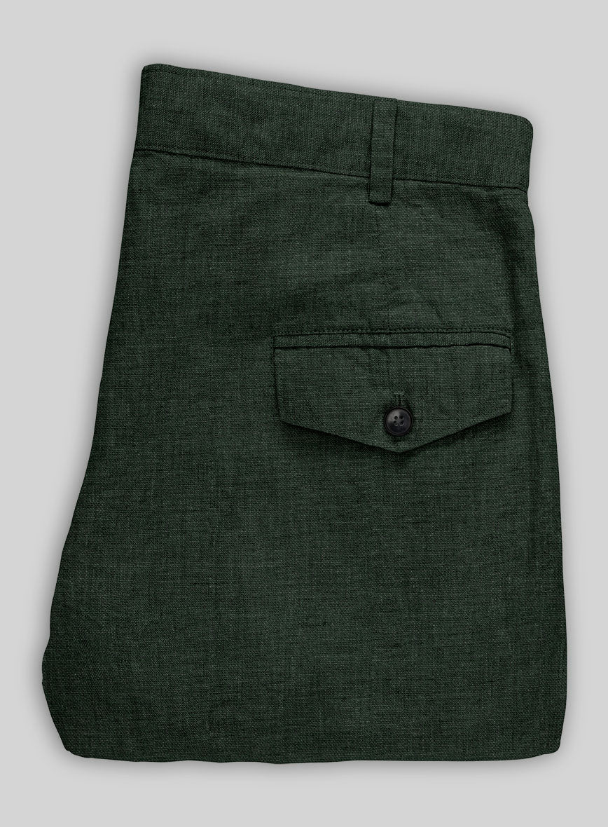 Martini Green Linen Cargo Pants - StudioSuits