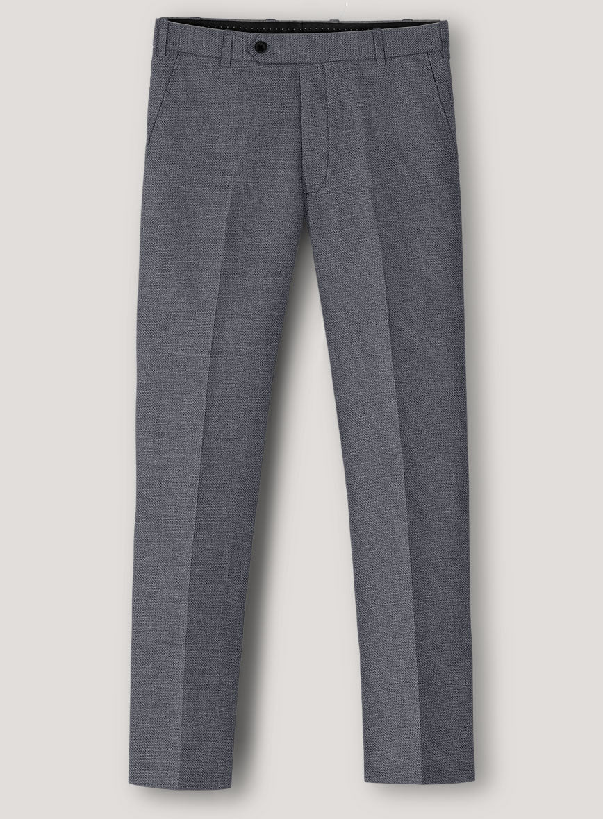 Italian Prato Gray Dobby Linen Pants - StudioSuits