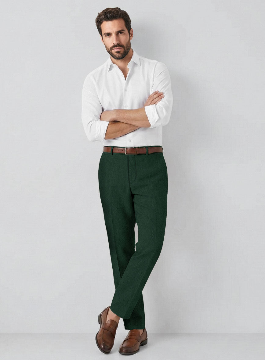 Solbiati Art Du Lin Green Linen Pants - StudioSuits