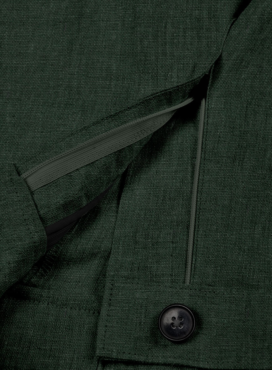 Martini Green Linen Cargo Pants - StudioSuits