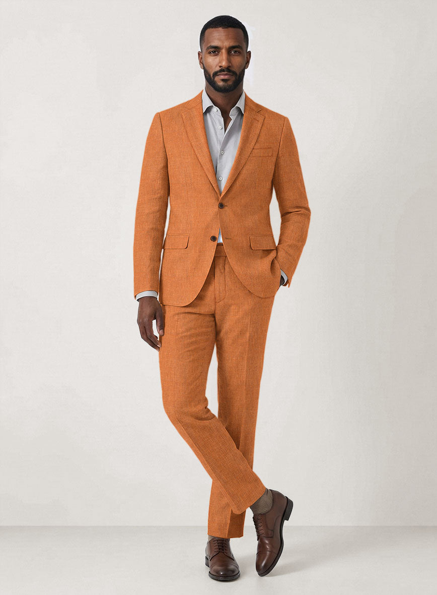 Italian Prato Orange Linen Suit - StudioSuits