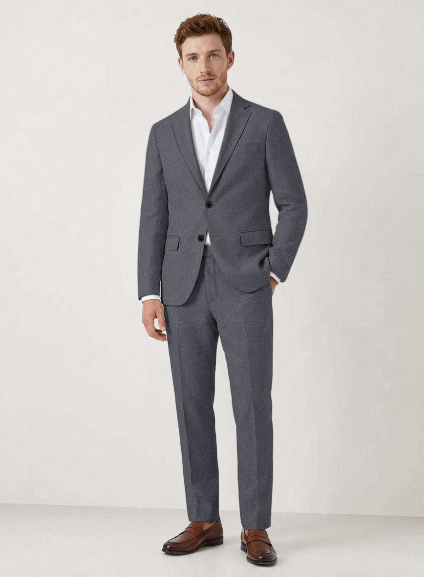 Italian Prato Gray Dobby Linen Suit - StudioSuits