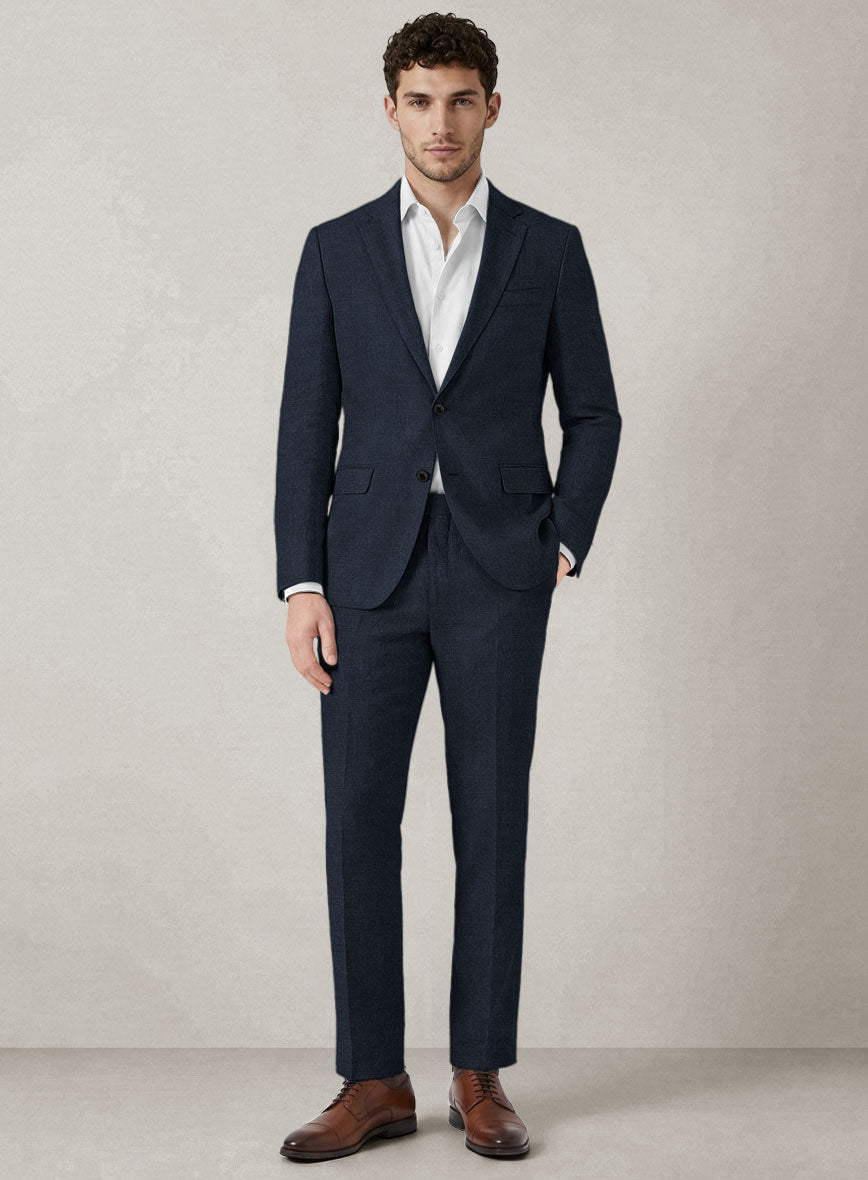 Italian Prato Oxford Blue Linen Suit - StudioSuits