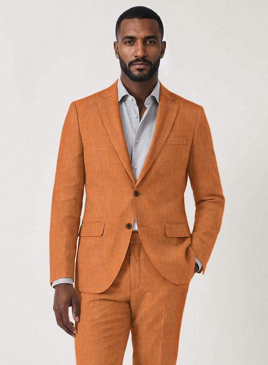 Italian Prato Orange Linen Jacket - StudioSuits