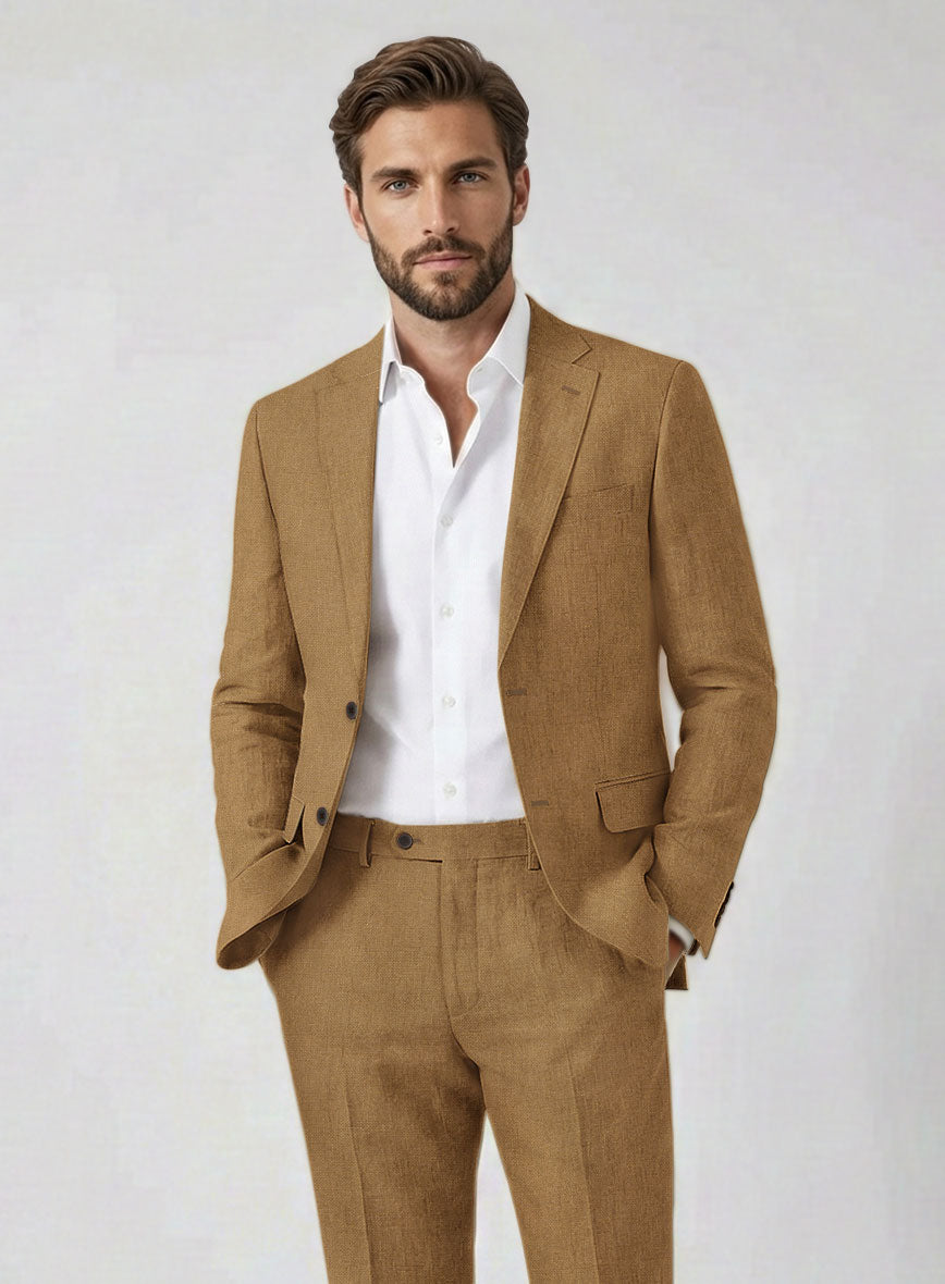 Solbiati Art Du Lin Tan Linen Jacket - StudioSuits