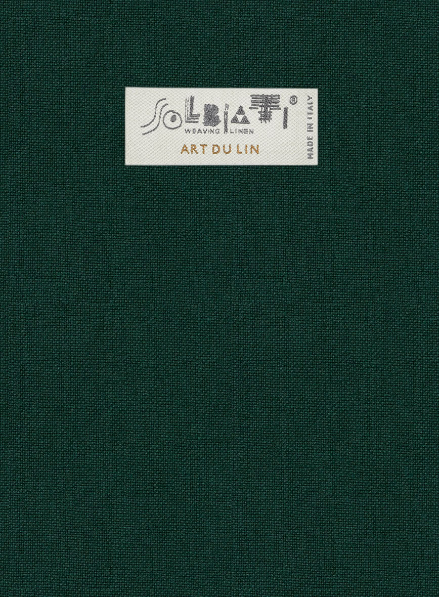 Solbiati Art Du Lin Green Linen Pants - StudioSuits