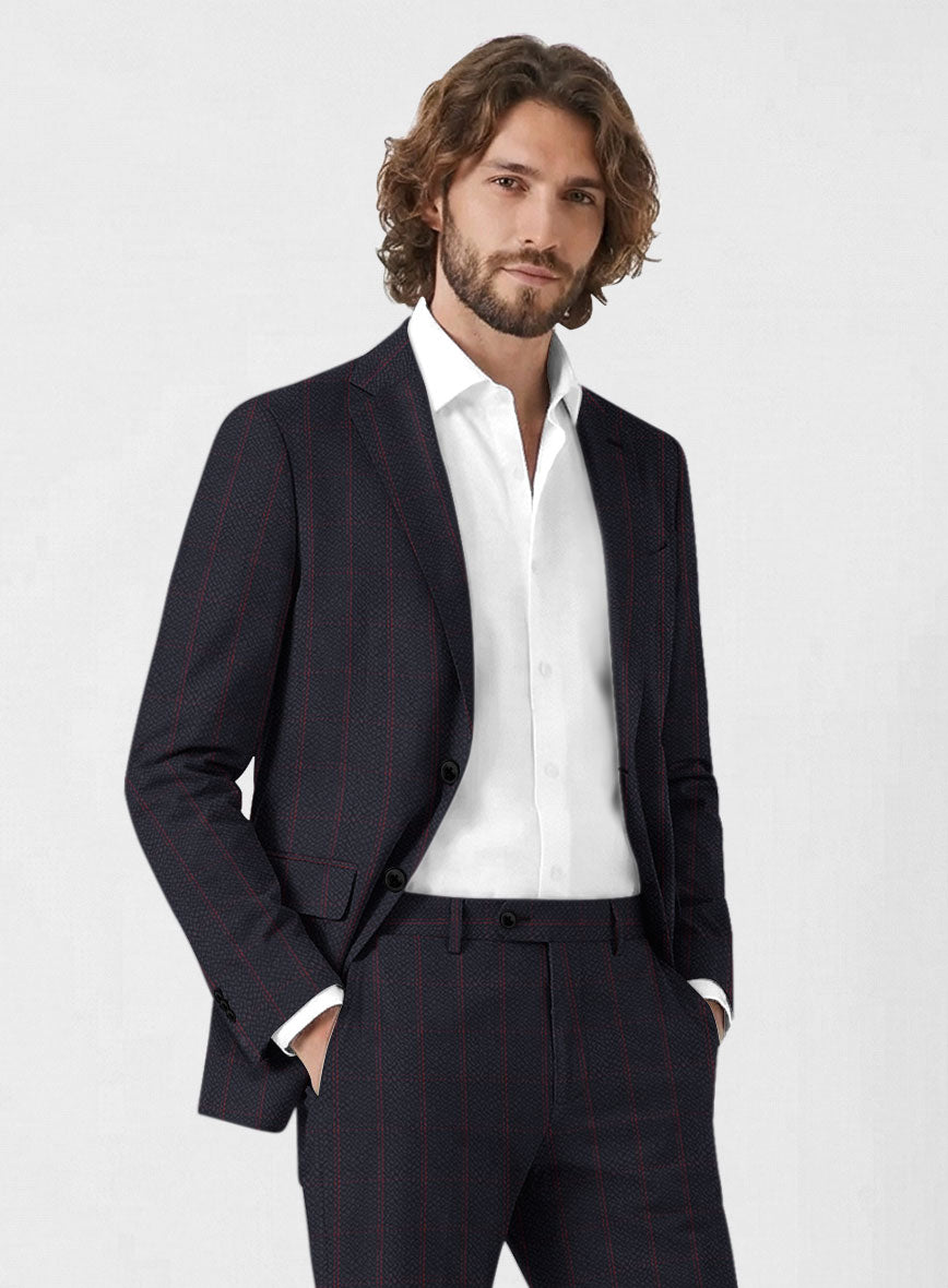 Solbiati Dark Blue Checks Seersucker Suit - StudioSuits