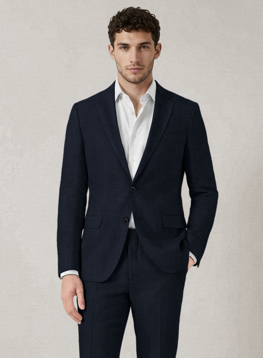 Italian Prato Oxford Blue Linen Jacket - StudioSuits