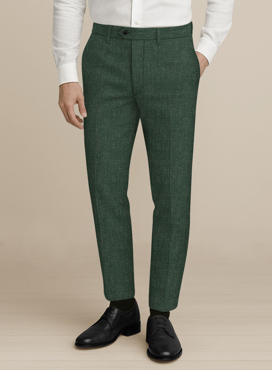 Italian Murano Pine Green Wool Linen Silk Suit - StudioSuits