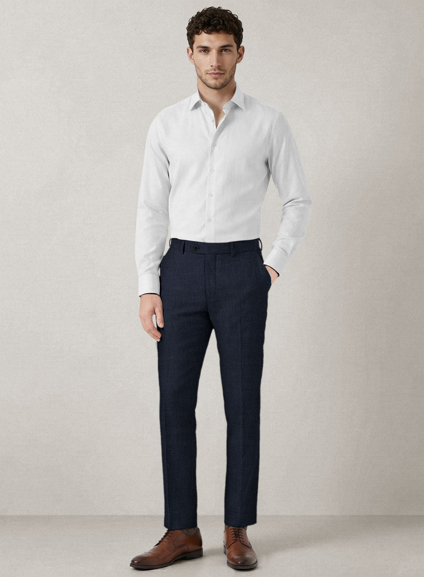 Italian Prato Oxford Blue Linen Pants - StudioSuits