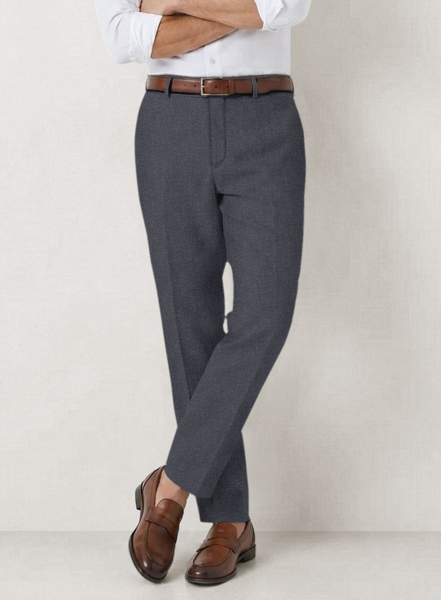 Italian Prato Gray Dobby Linen Pants - StudioSuits