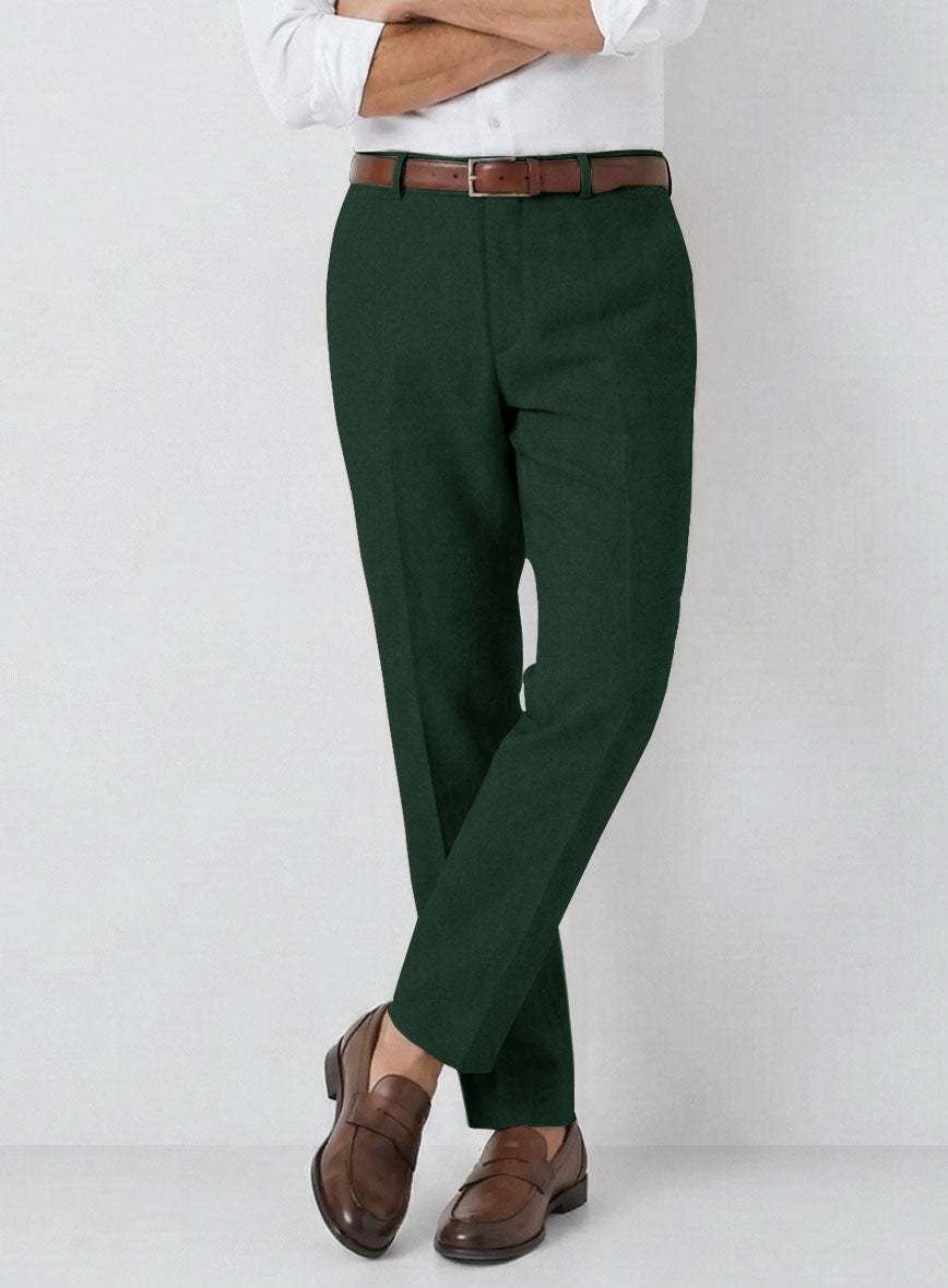 Solbiati Art Du Lin Green Linen Pants - StudioSuits