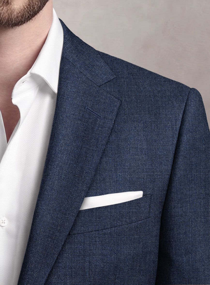 Loro Piana Suitmate Sharkskin Blue Jacket - StudioSuits