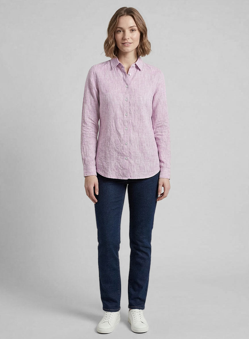 Women's European Light Violet Linen Shirt - StudioSuits