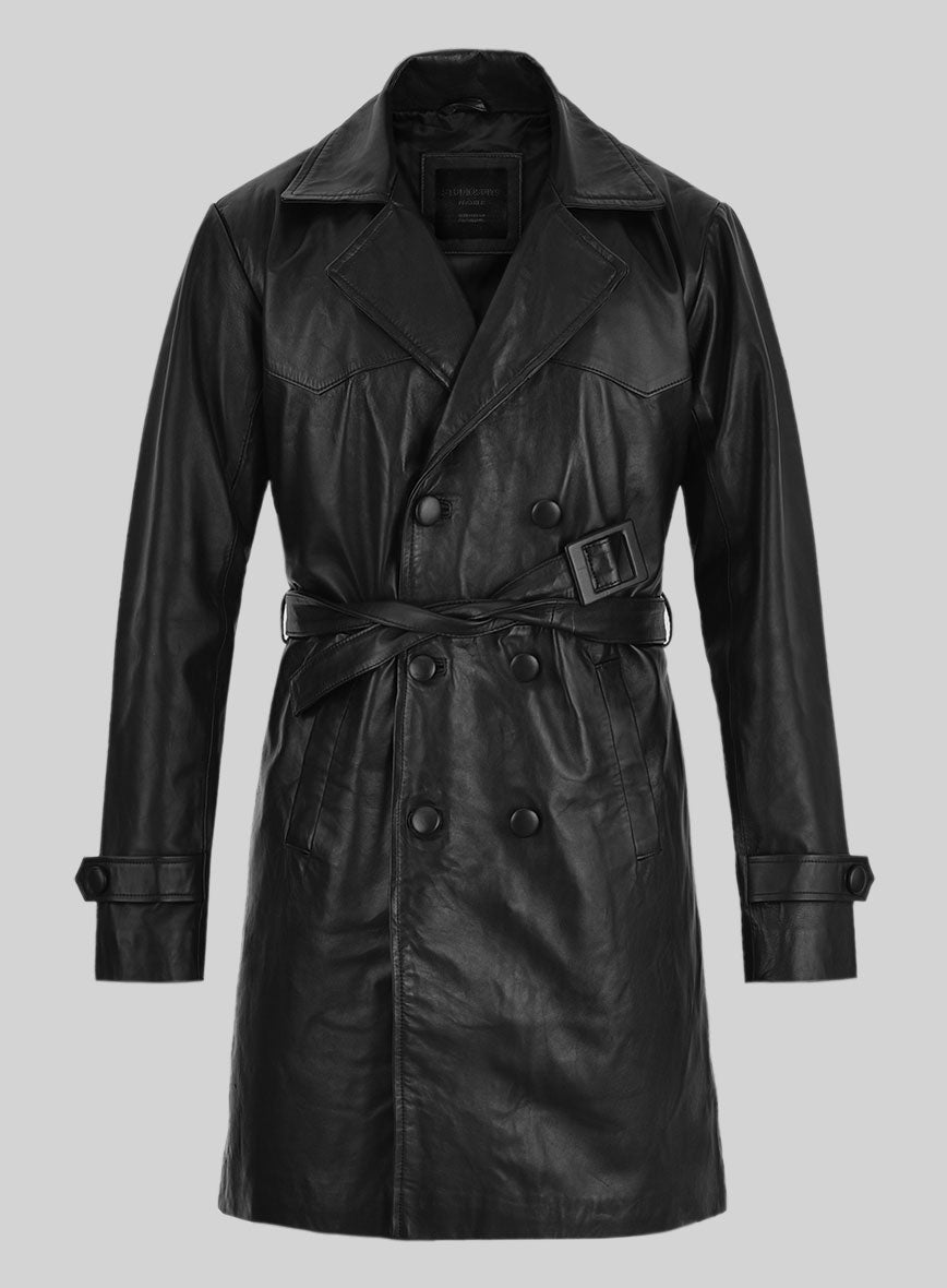 70s Vintage Leather Trench Coat - StudioSuits