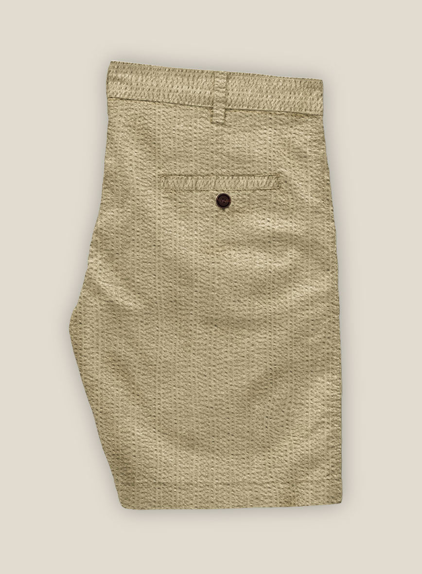 Beige Seersucker Shorts - StudioSuits