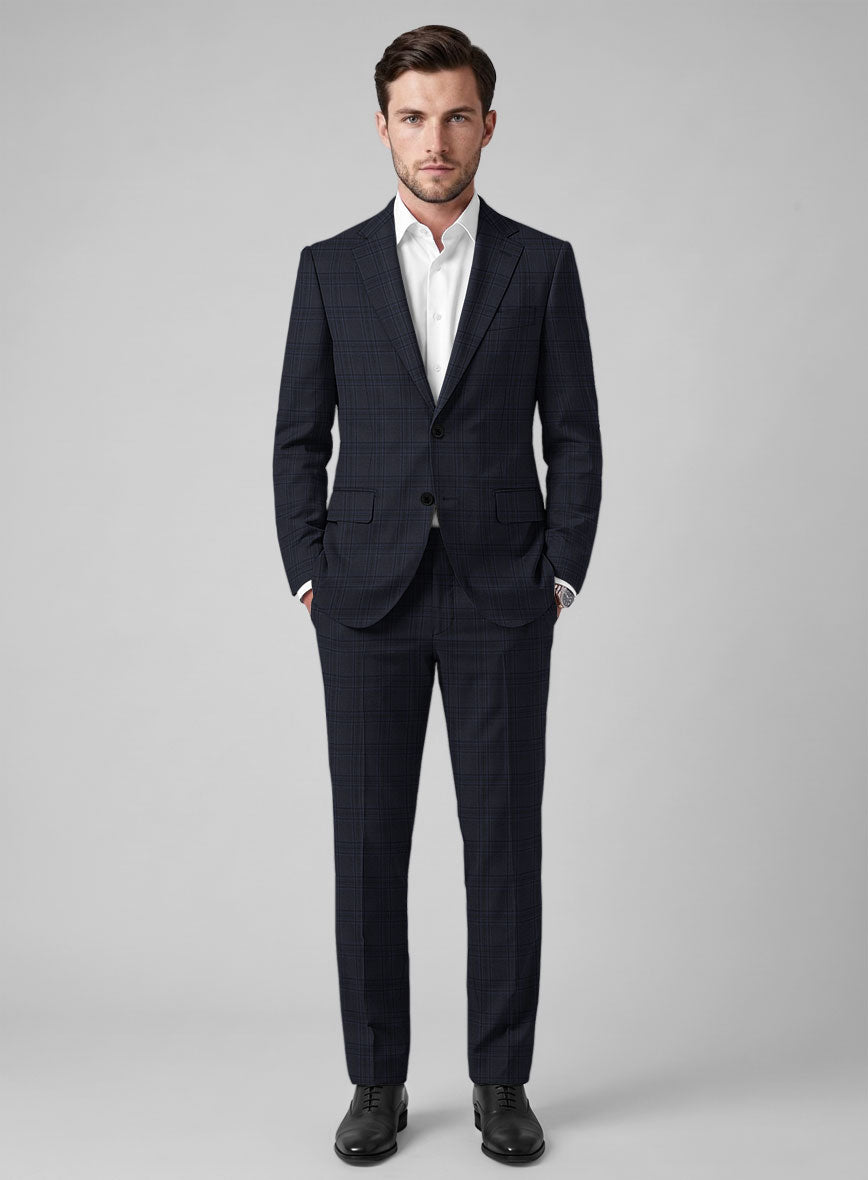 Hardy Minnis Adali Blue Check Wool Suit - StudioSuits
