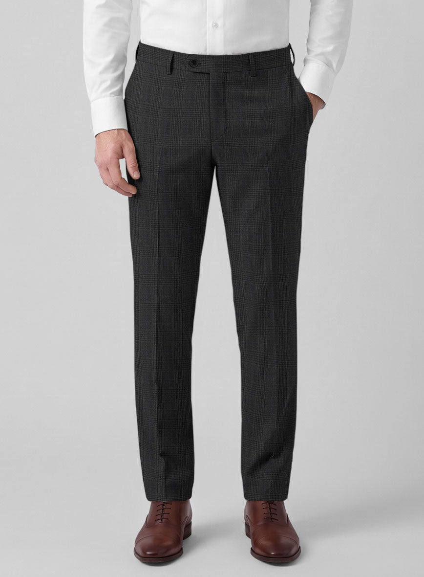 Hardy Minnis Charcoal Check Wool Pants - StudioSuits