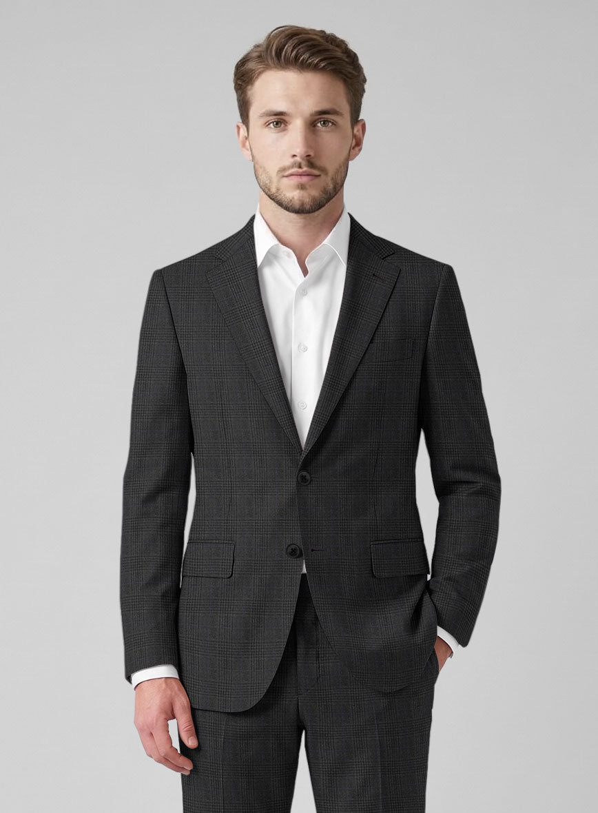 Hardy Minnis Charcoal Check Wool Suit - StudioSuits