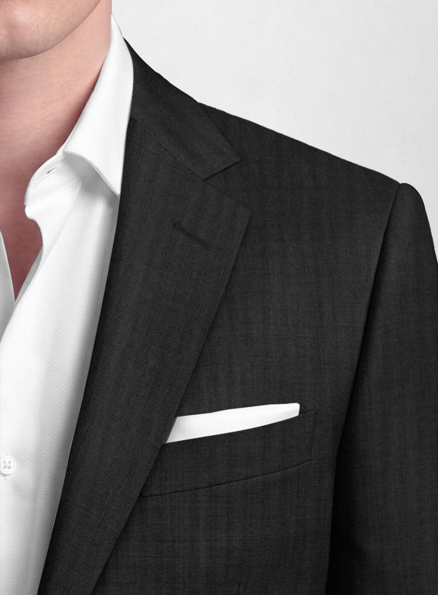 Hardy Minnis Charcoal Herringbone Wool Suit - StudioSuits